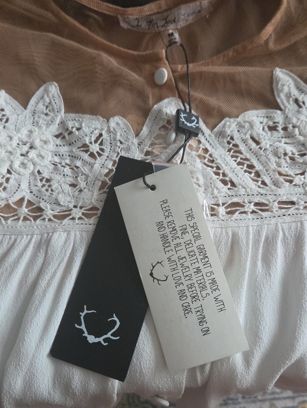 For Love And Lemons Cream Crochet Lace Peasant Blouse - Picture 5 of 11